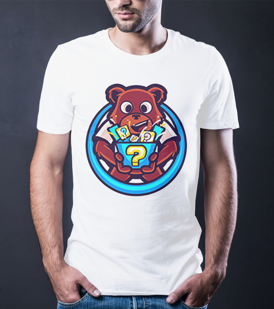 Der Merch Bear Holding Mystery Question Mark Box T-Shirt