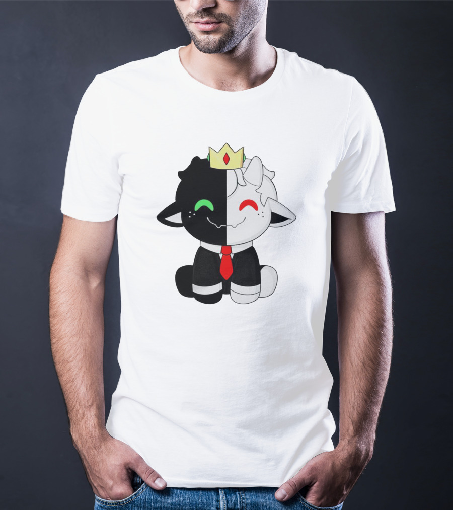 Ranboo Fashion Half Black Half White Crowned Character T-Shirt