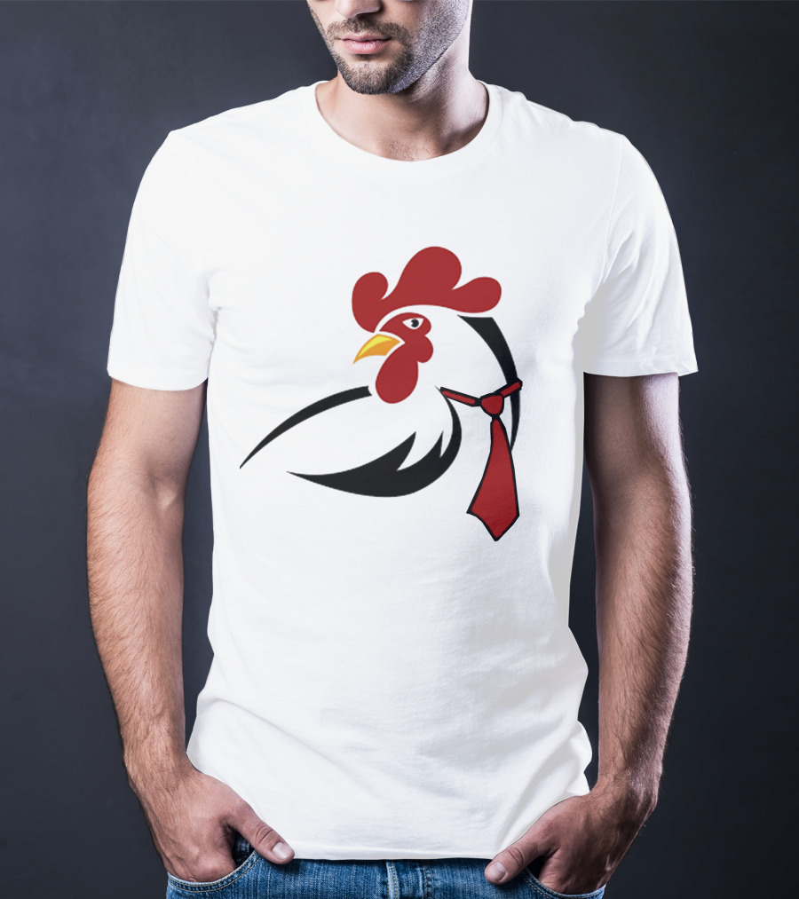 Hen Tie Rooster Necktie Motif T-Shirt