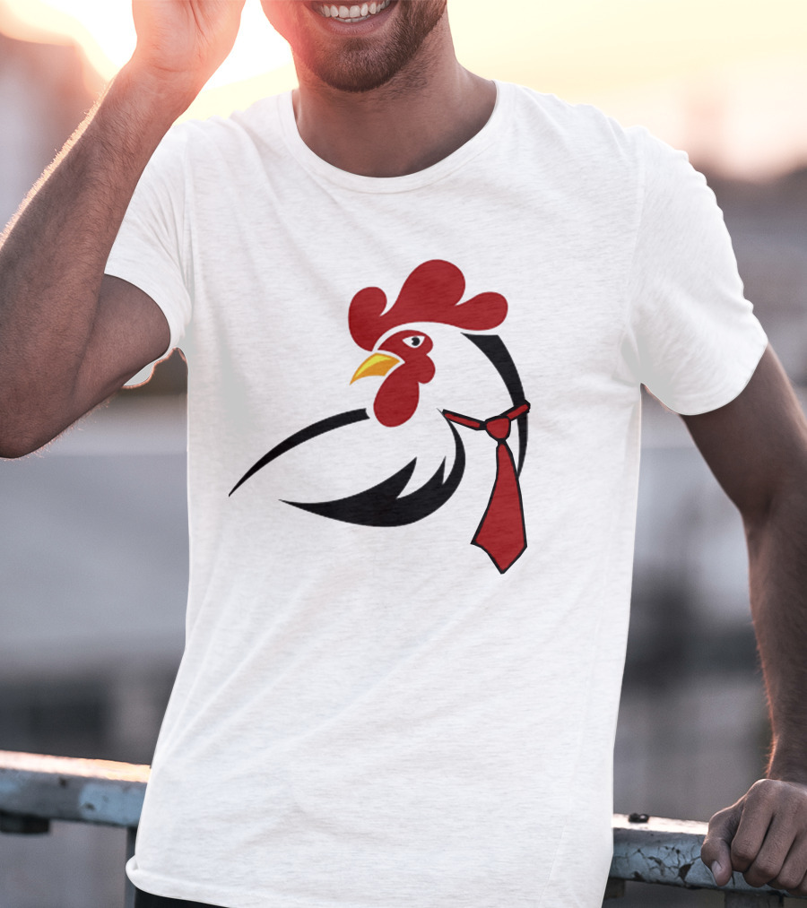 Hen Tie Rooster Necktie Motif T-Shirt
