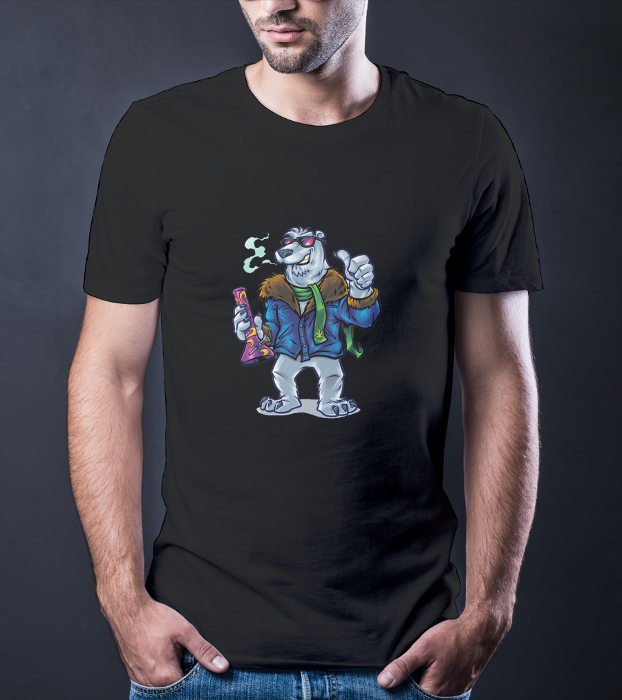 Polar Bear Cool Glasses Smoking T-Shirt