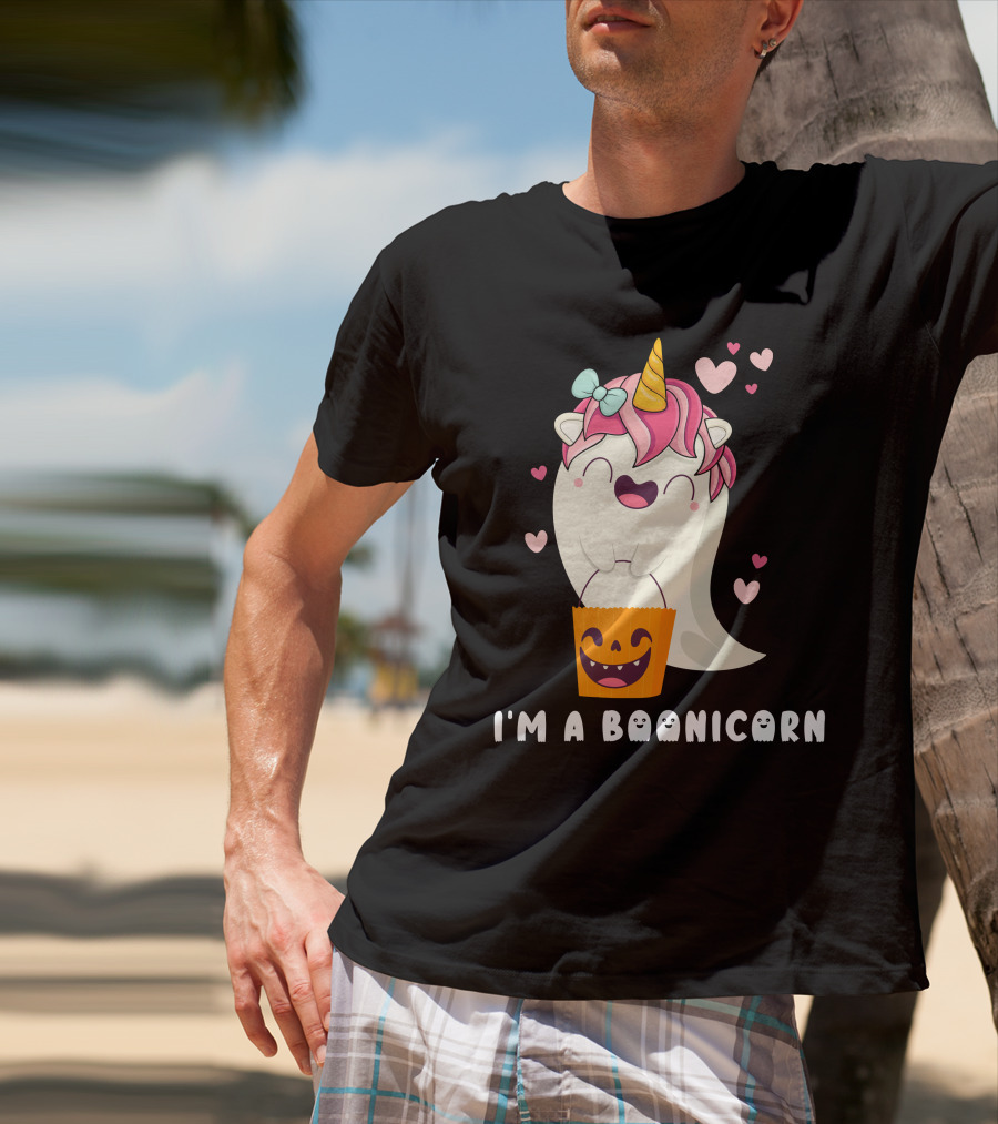 I'm A Boonicorn Cute Boonicorn Ghost Unicorn Halloween Hearts T-Shirt