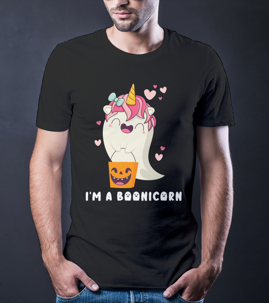 I'm A Boonicorn Cute Boonicorn Ghost Unicorn Halloween Hearts T-Shirt