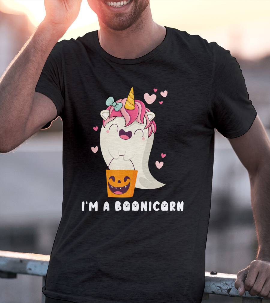 I'm A Boonicorn Cute Boonicorn Ghost Unicorn Halloween Hearts T-Shirt