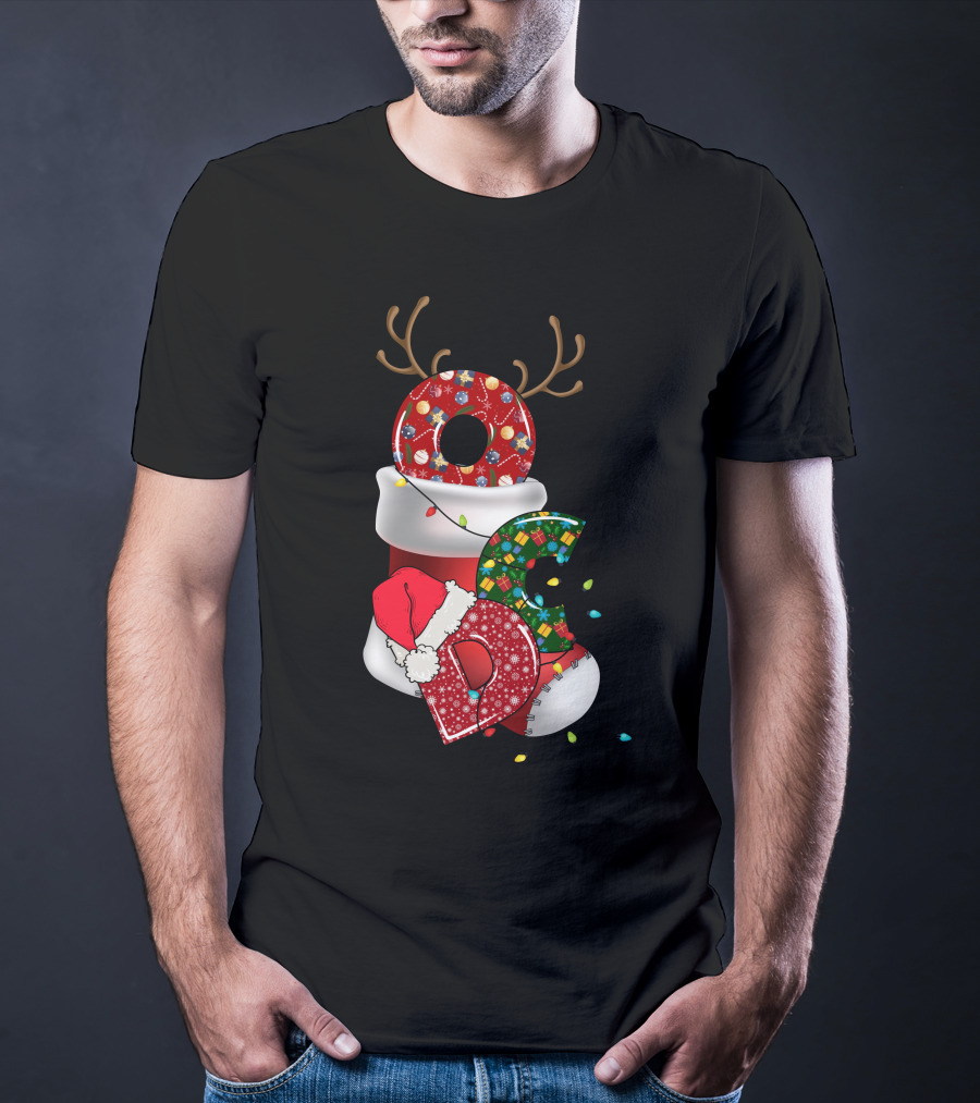 OCD Obsessive Christmas Disorder Reindeer Santa Hat Lights Stocking T-Shirt