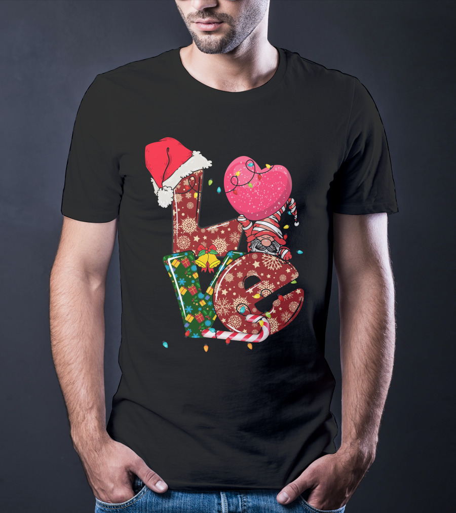 Christmas Love With Santa Hat And Festive T-Shirt