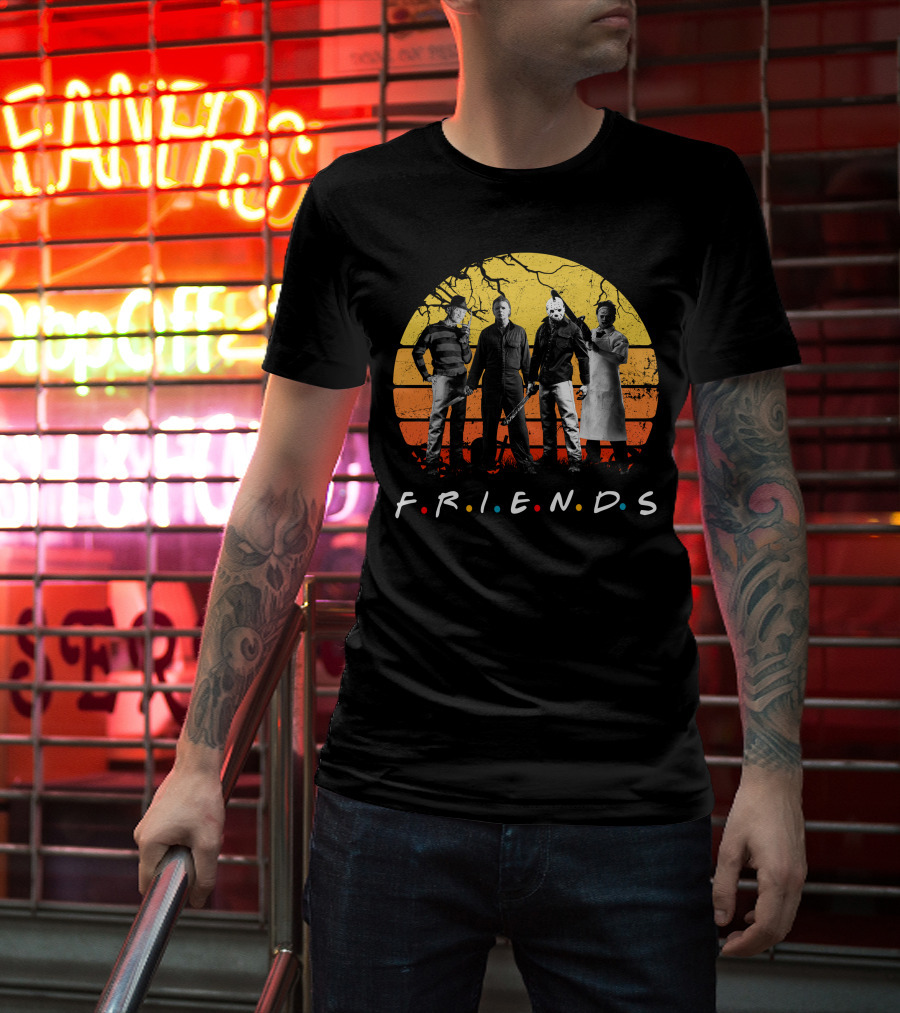 FRIENDS Halloween Horror Characters Sunset T-Shirt