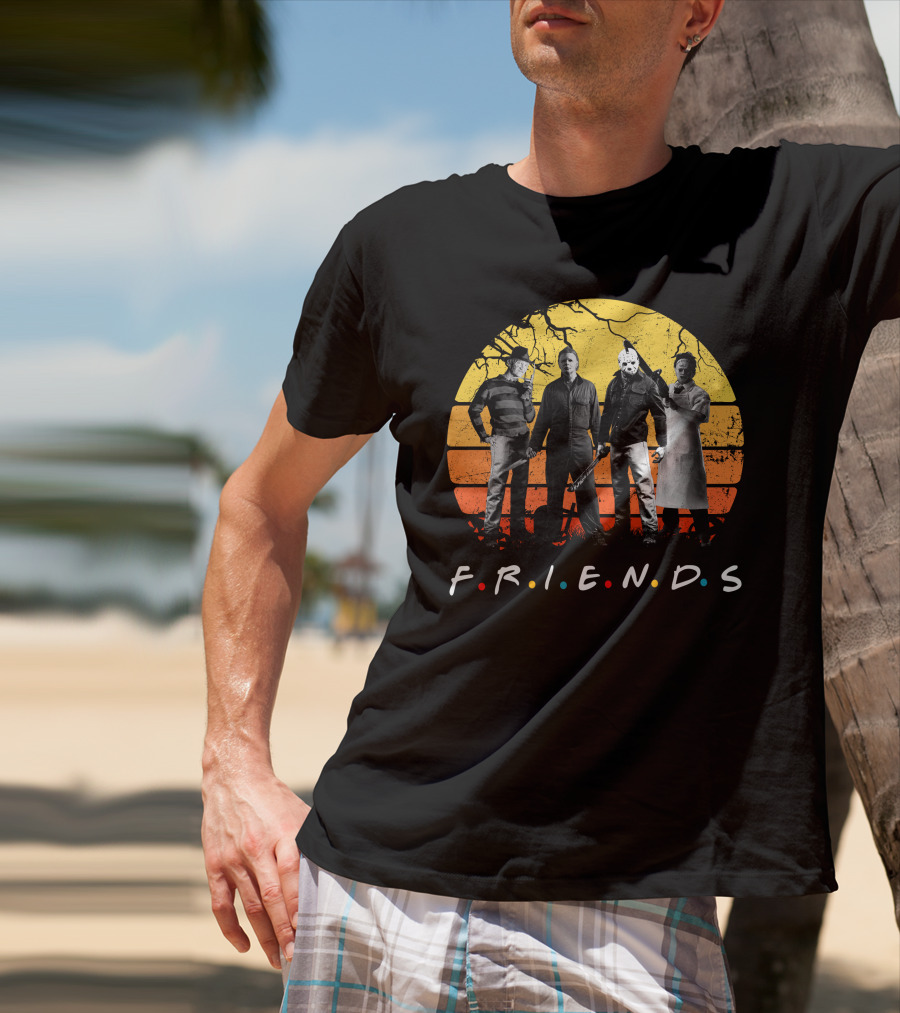 FRIENDS Halloween Horror Characters Sunset T-Shirt