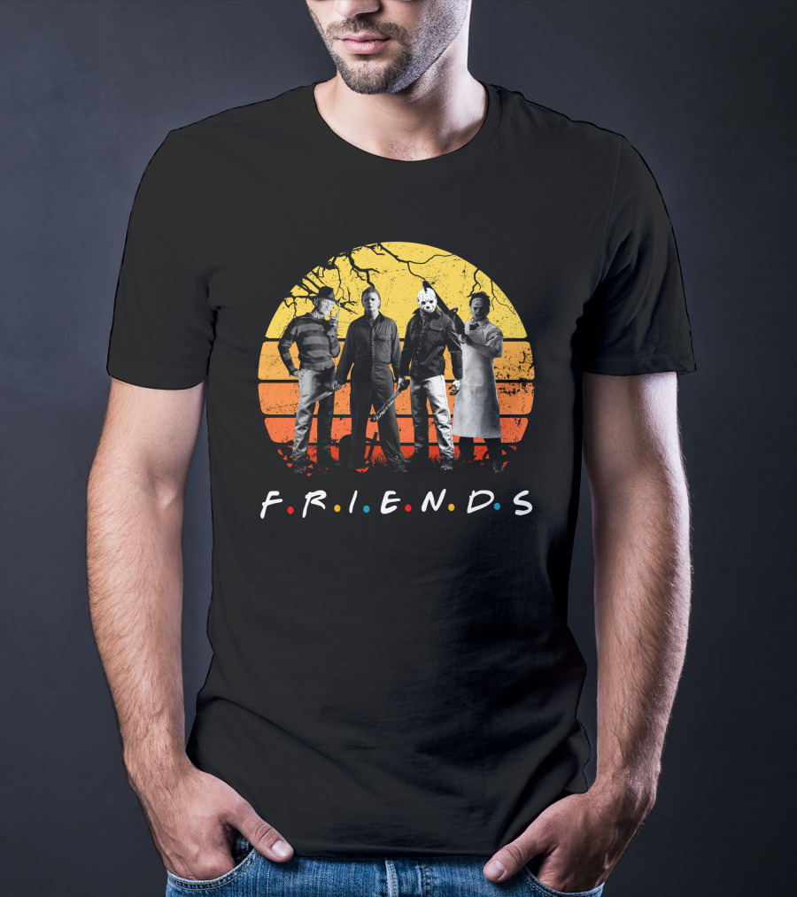 FRIENDS Halloween Horror Characters Sunset T-Shirt