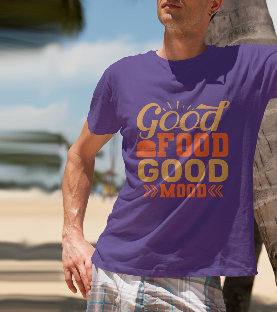 Good Food Good Mood Burger Sunburst Arrows T-Shirt