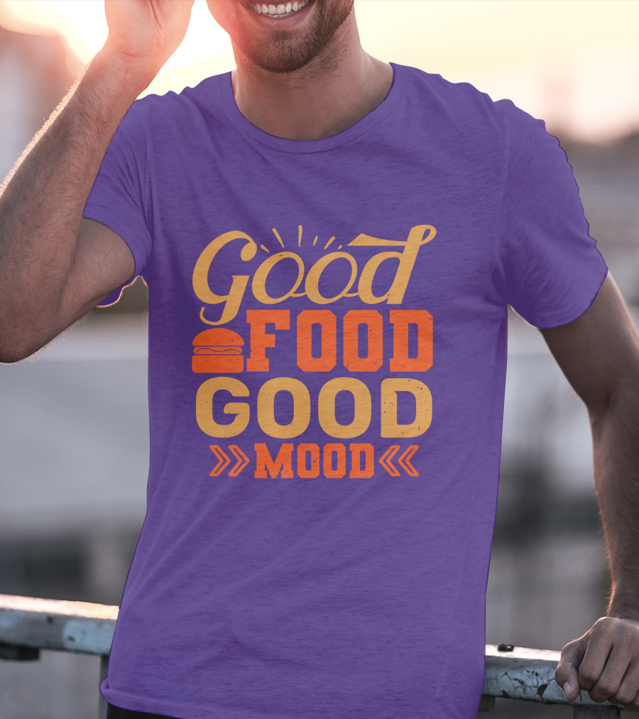 Good Food Good Mood Burger Sunburst Arrows T-Shirt