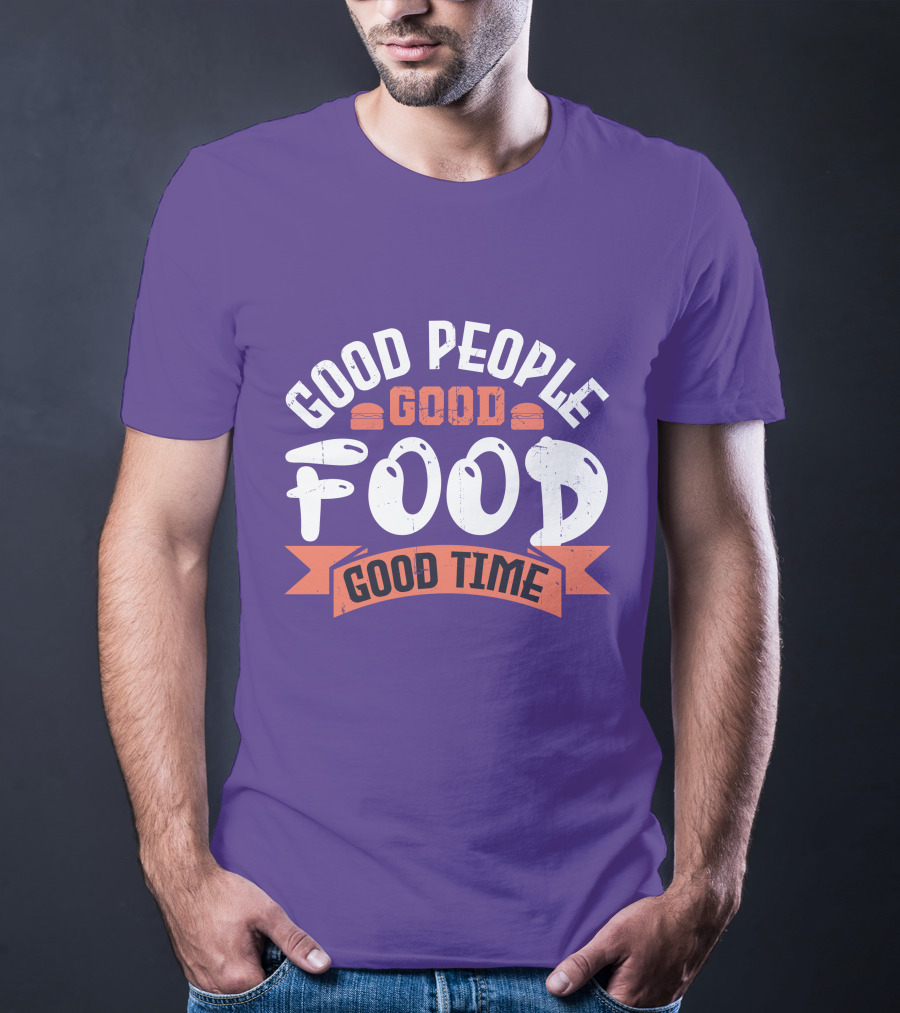 Good People Good Food Good Time Retro Banner T-Shirt