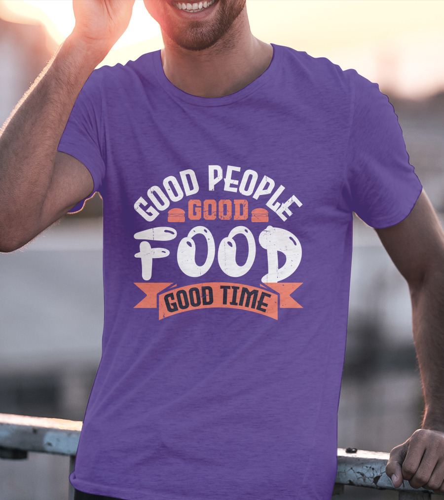 Good People Good Food Good Time Retro Banner T-Shirt