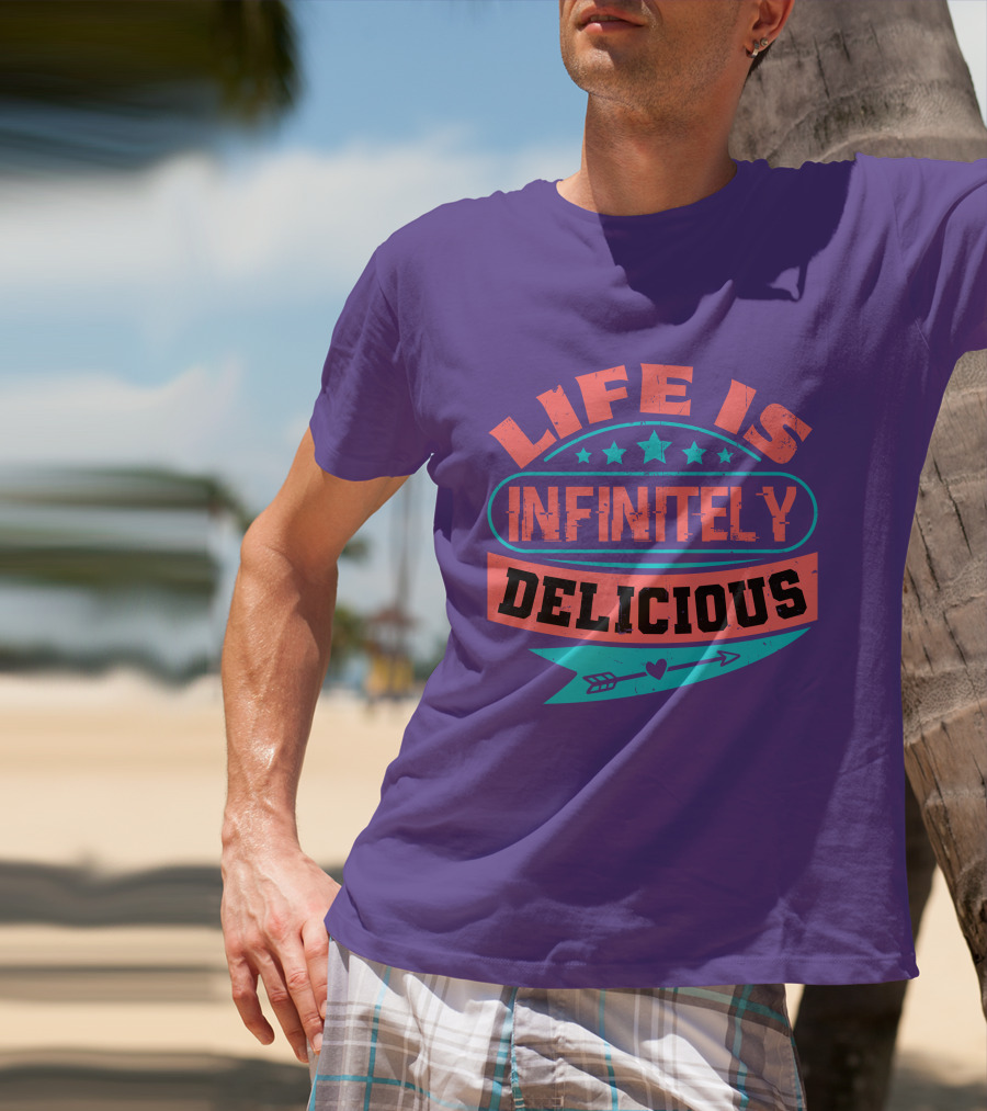 Life Is Infinitely Delicious Stars Arrow Heart T-Shirt