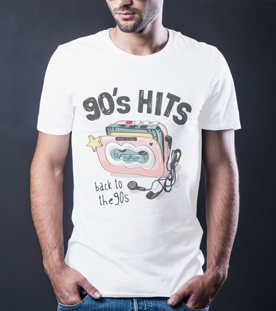 90's Hits Back To The 90s Music Player Cassette Old Vintage Pop 80s Fashion T-Shirt