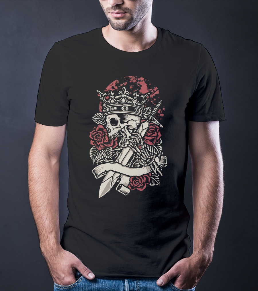 Abandoned King Wayne Mindscape Dreamscape Skull Crown Roses Sword T-Shirt