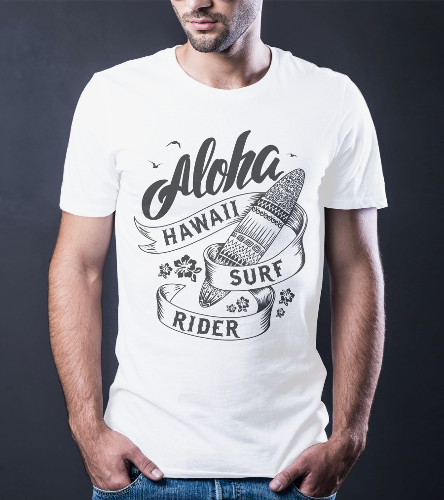 Aloha Hawaii Surf Rider Surfboard Summer Ocean T-Shirt