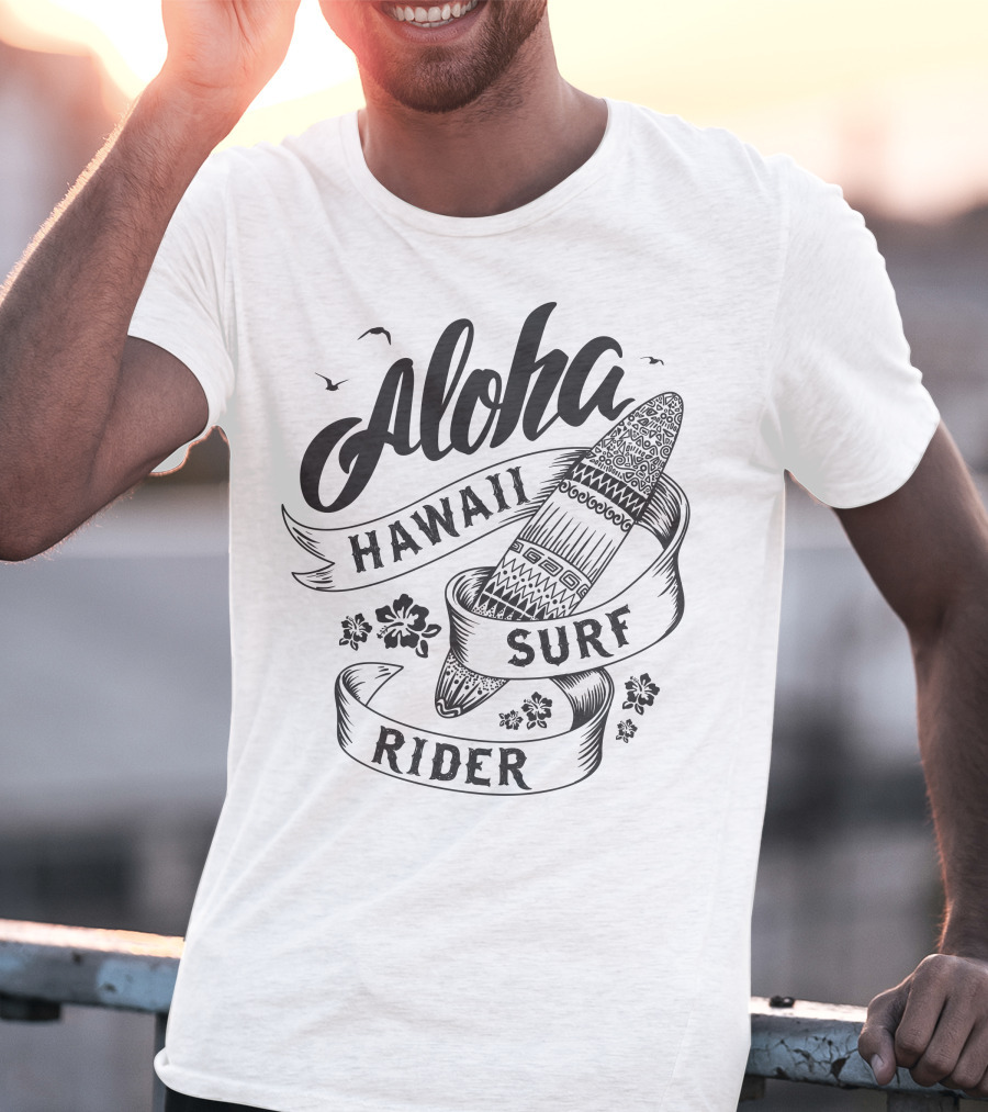 Aloha Hawaii Surf Rider Surfboard Summer Ocean T-Shirt