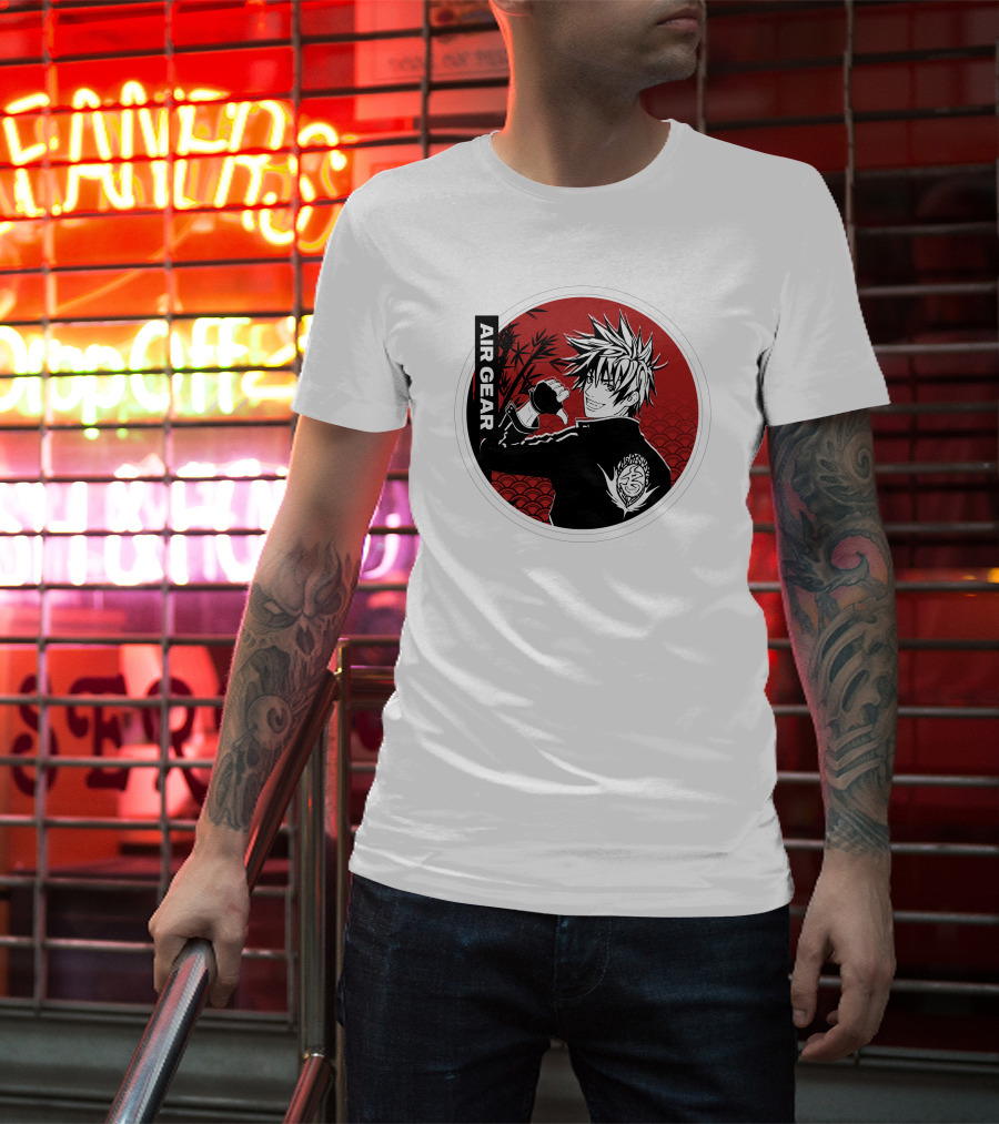 Air Gear Anime Character In Red And Black Circle With Bamboo Background T-Shirt