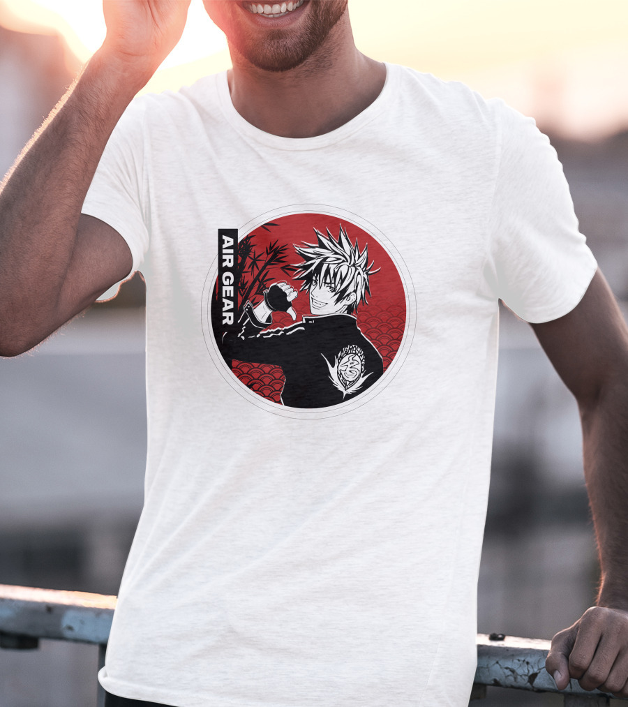 Air Gear Anime Character In Red And Black Circle With Bamboo Background T-Shirt