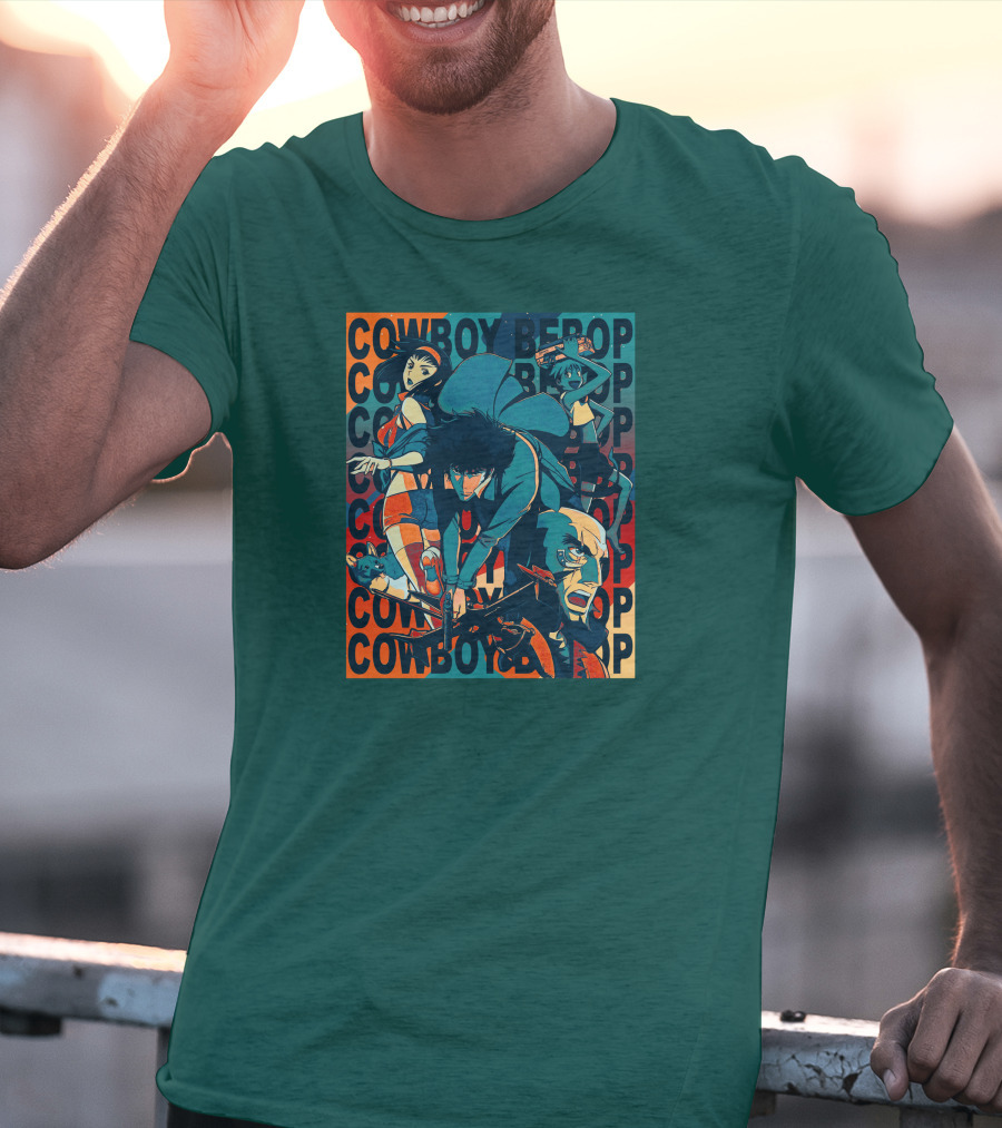 Cowboy Bebop Spike Spiegel Faye Valentine Jet Black Anime Characters T-Shirt
