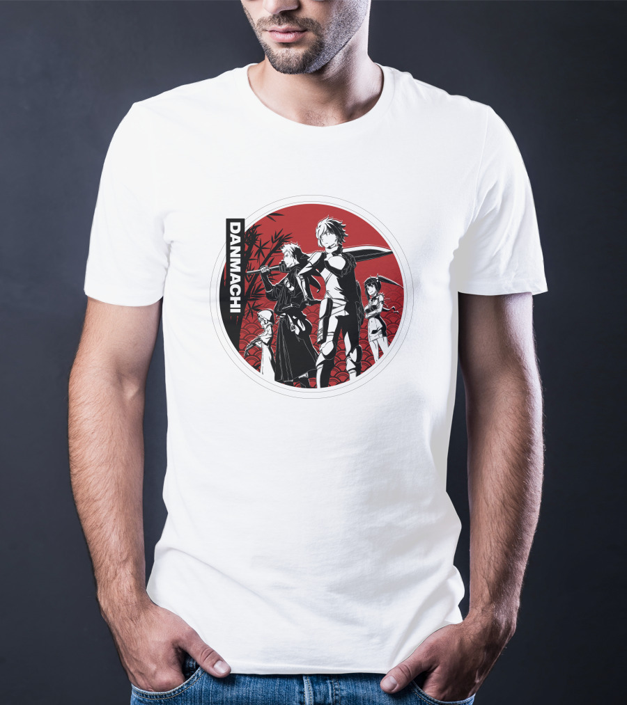 Danmachi Anime Characters Black And White Silhouettes T-Shirt