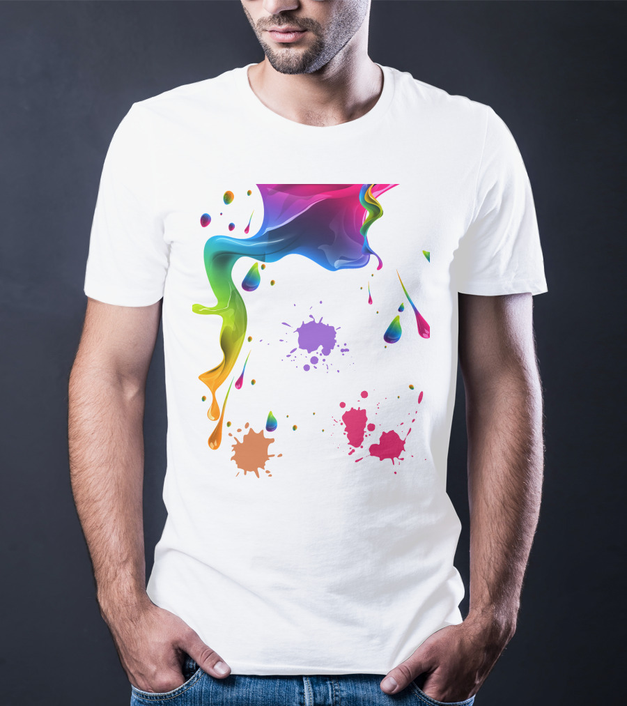 Waterpaint Colorful Splatter Vibrant Drips And Drops T-Shirt