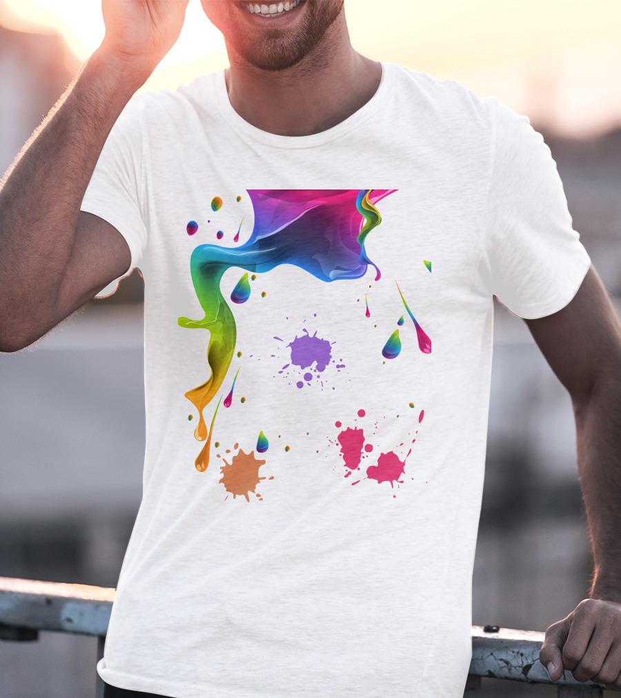 Waterpaint Colorful Splatter Vibrant Drips And Drops T-Shirt