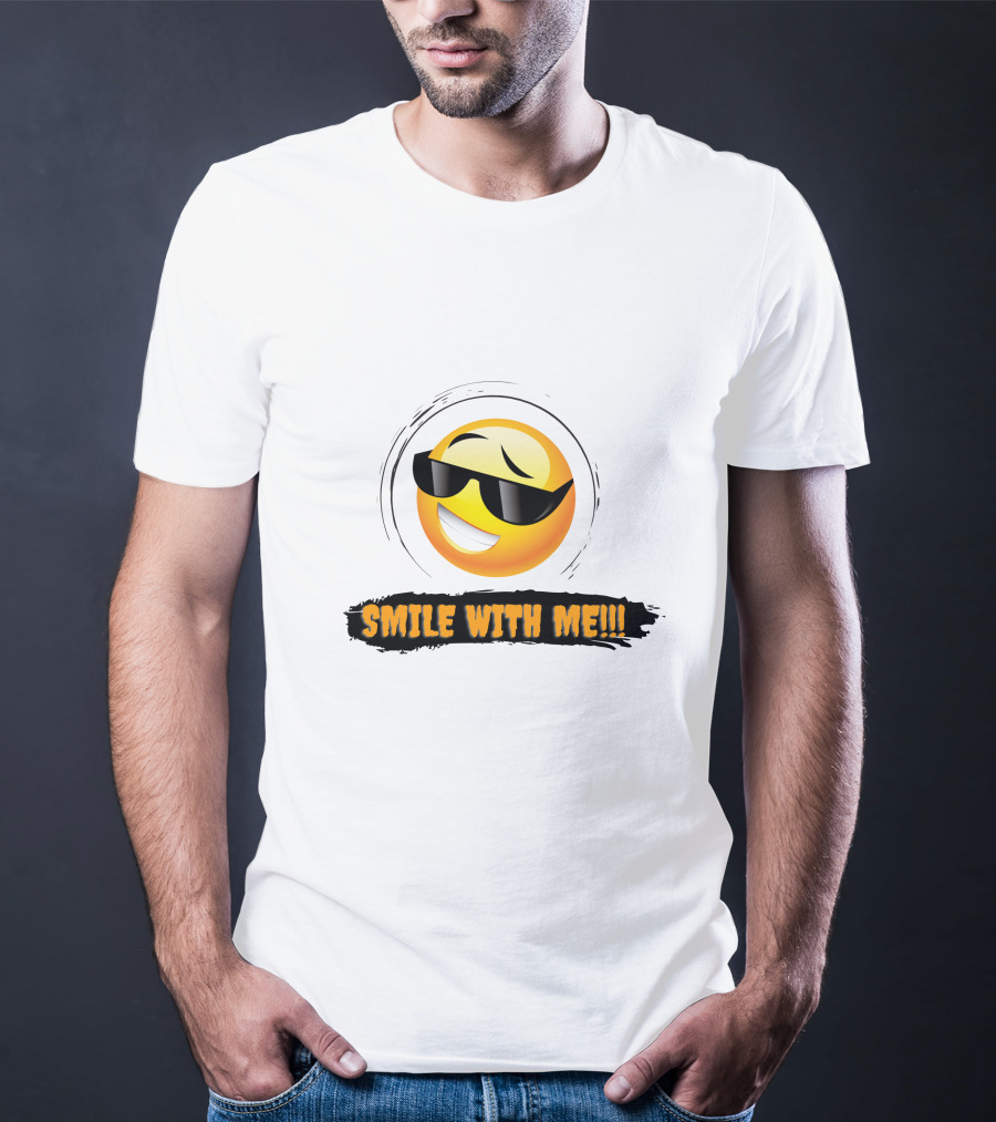 SMILE WITH ME Sunglasses Emoji Fun Vibe T-Shirt