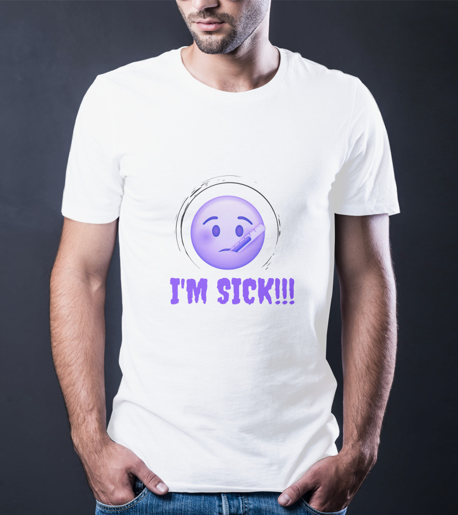I'M SICK Emoji Face With Thermometer T-Shirt