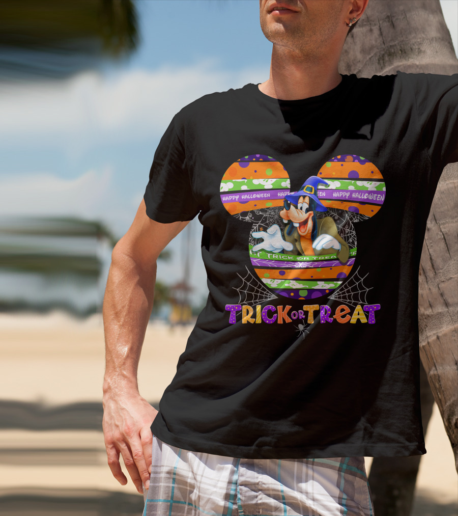Trick Or Treat Goofy Happy Halloween Mickey Ears T-Shirt