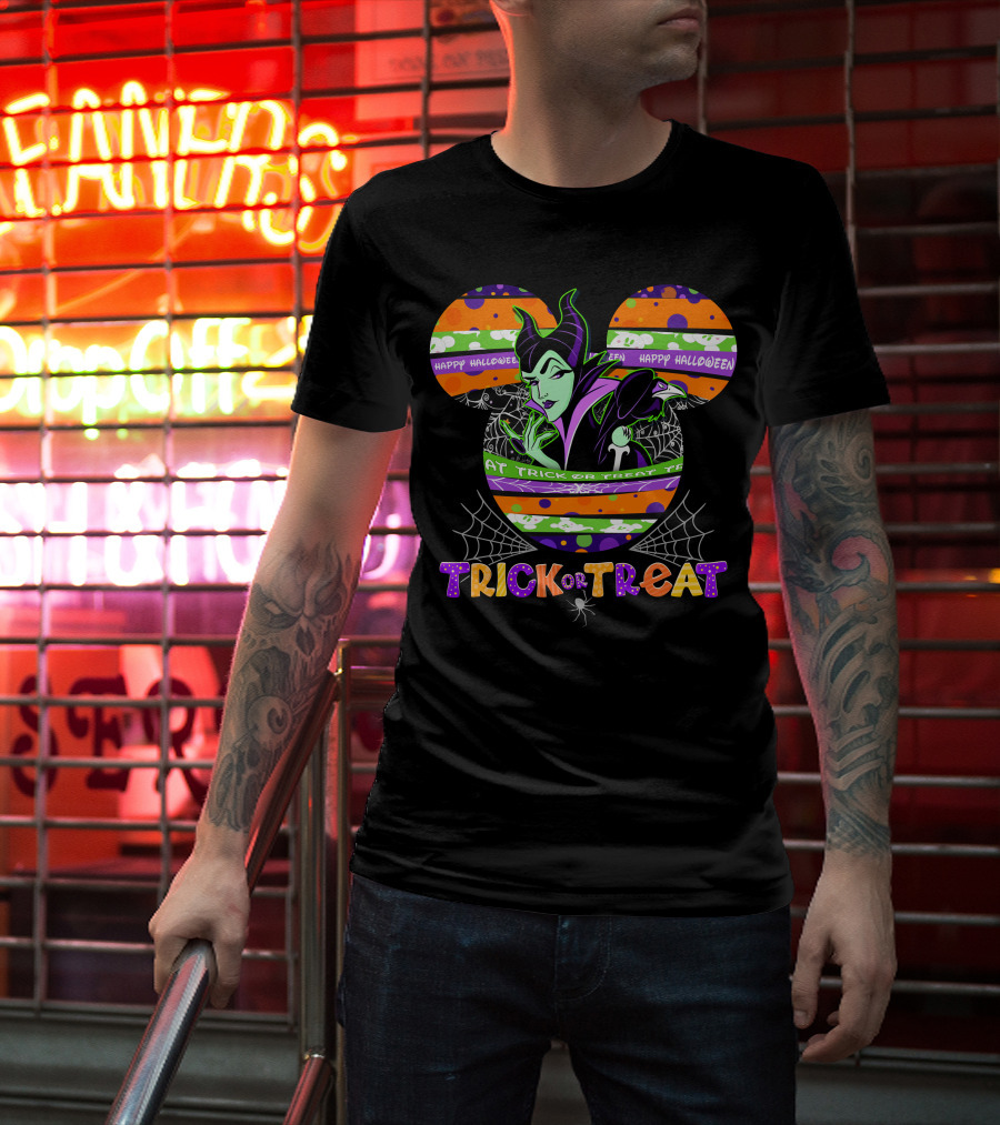 Maleficent Mickey Trick Or Treat Happy Halloween T-Shirt