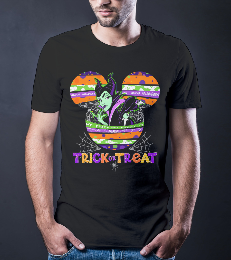 Maleficent Mickey Trick Or Treat Happy Halloween T-Shirt
