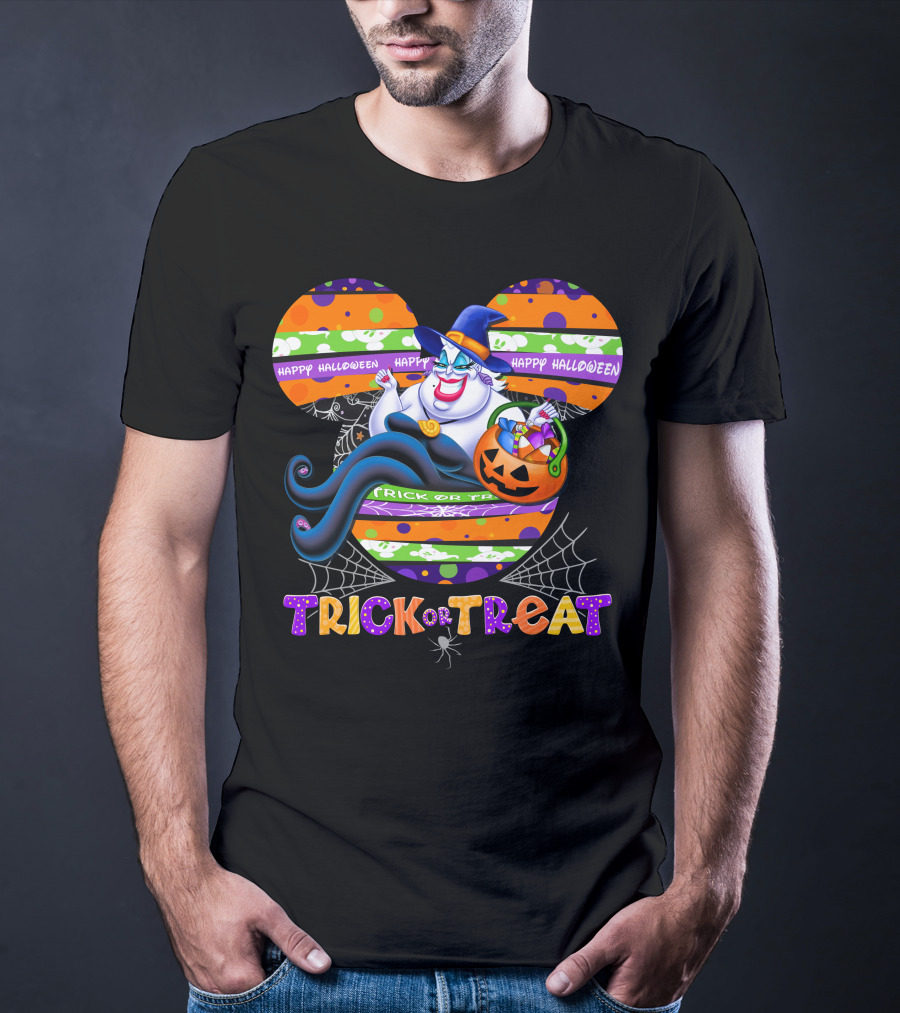 Ursula Halloween Trick Or Treat Mickey Pumpkin Happy Halloween T-Shirt
