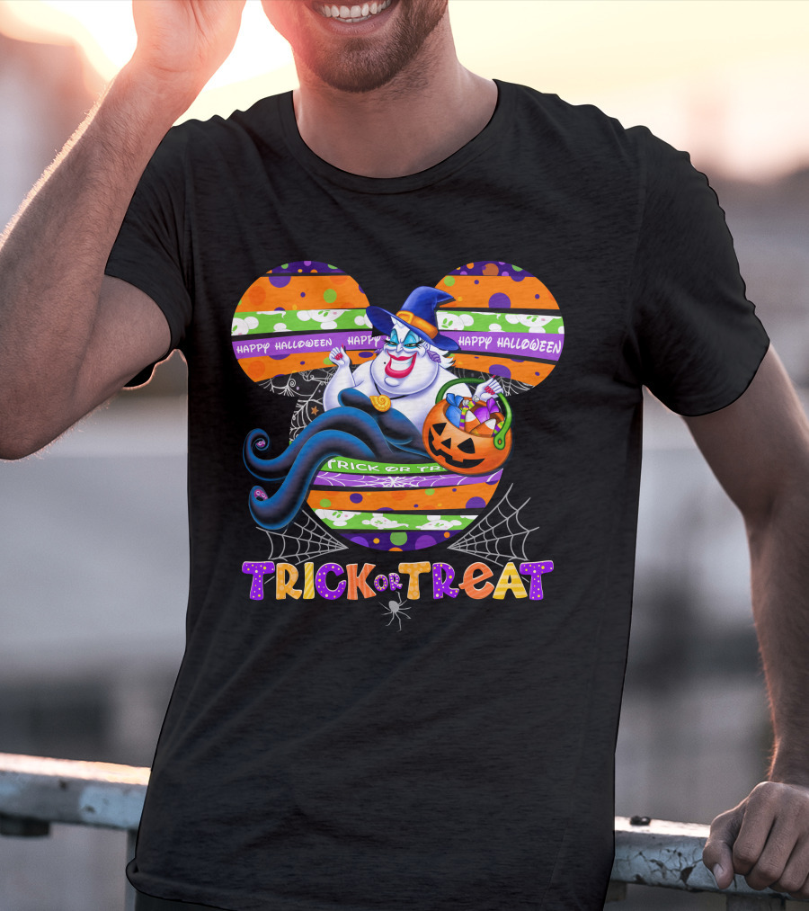 Ursula Halloween Trick Or Treat Mickey Pumpkin Happy Halloween T-Shirt