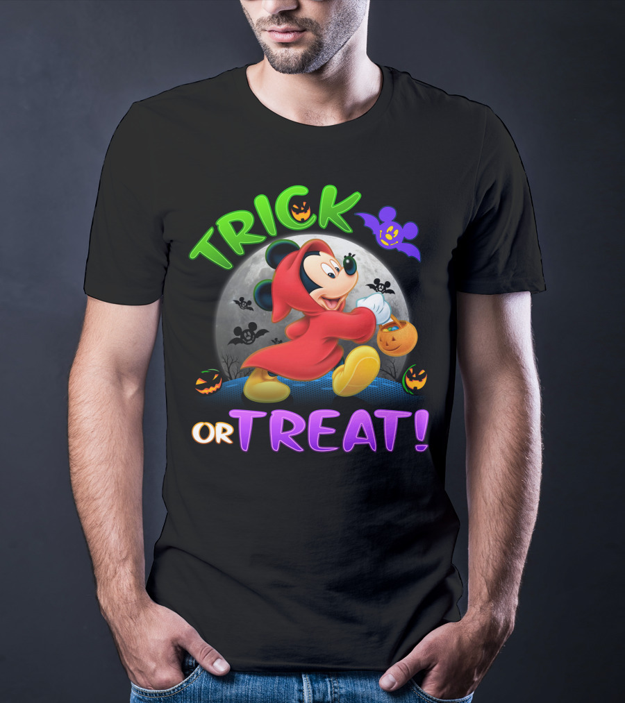 Trick Or Treat Mickey Halloween Bat Pumpkin T-Shirt