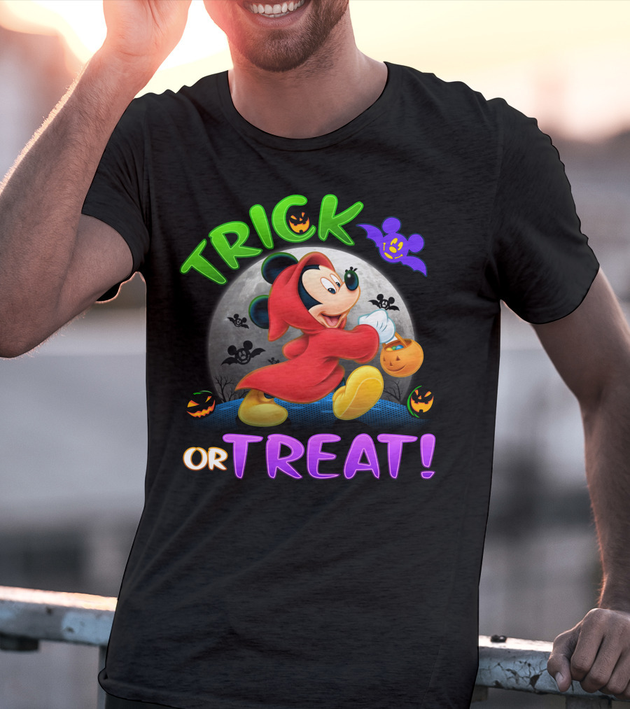 Trick Or Treat Mickey Halloween Bat Pumpkin T-Shirt