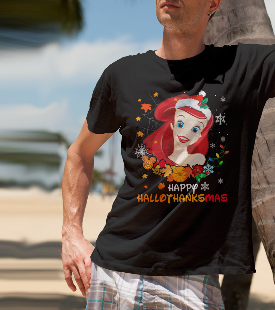 Happy Hallothanksmas Ariel Holiday Mashup T-Shirt