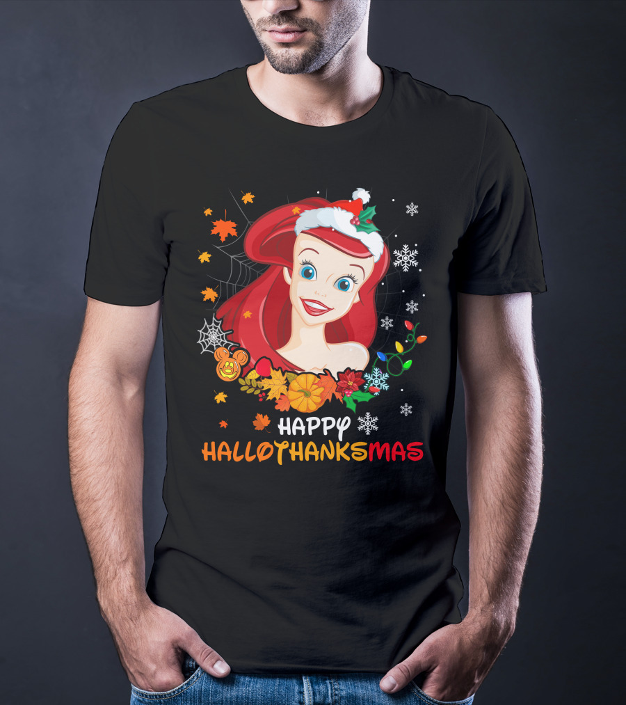 Happy Hallothanksmas Ariel Holiday Mashup T-Shirt