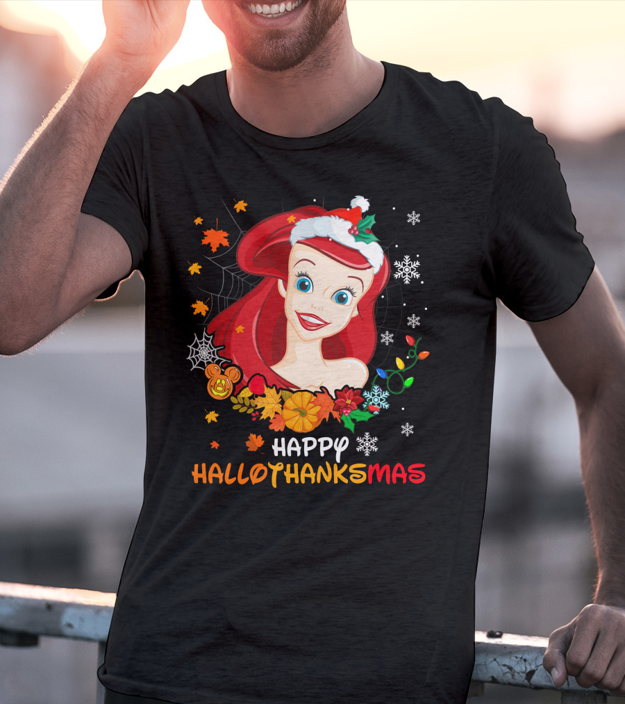 Happy Hallothanksmas Ariel Holiday Mashup T-Shirt