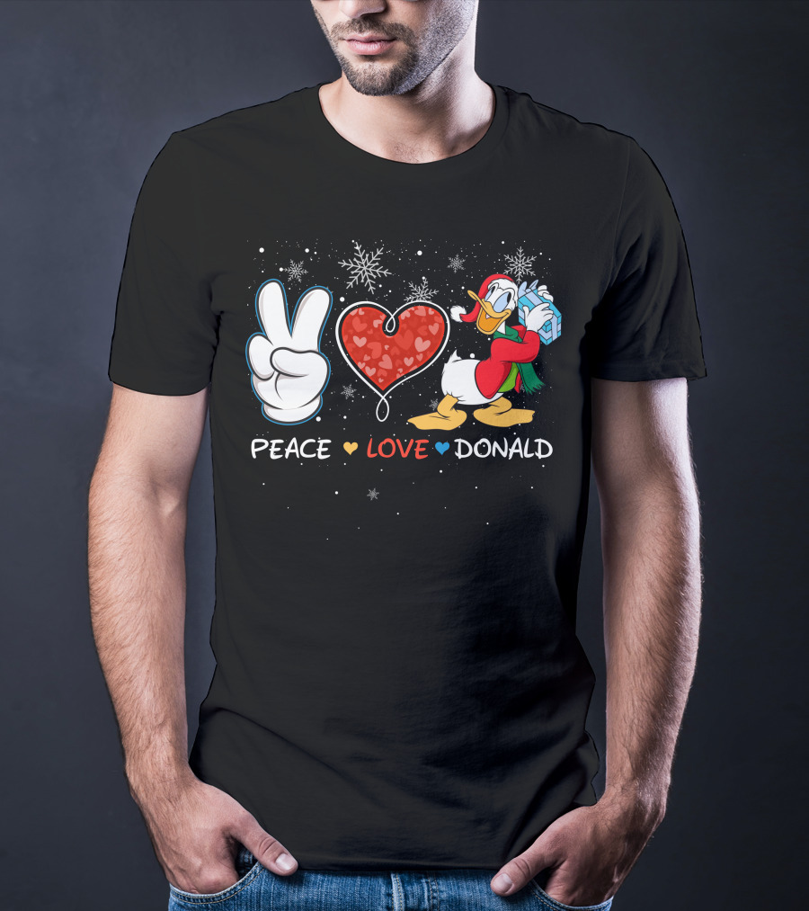 Peace Love Donald Duck Christmas Gift Snowflakes T-Shirt