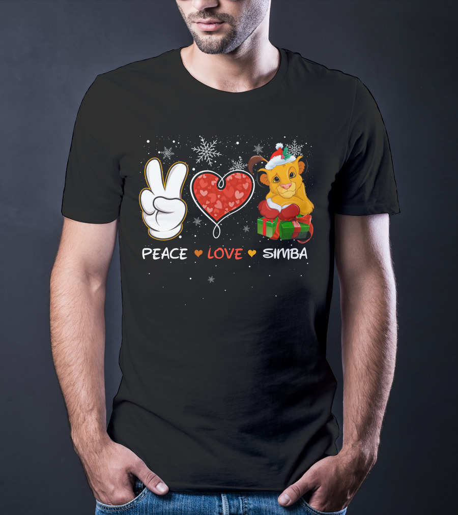 Peace Love Simba Christmas Gift Snowflakes T-Shirt