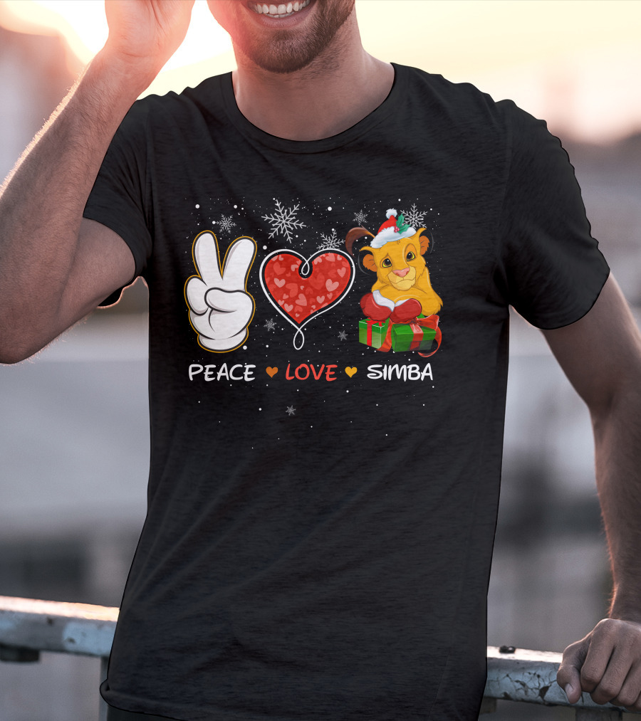 Peace Love Simba Christmas Gift Snowflakes T-Shirt