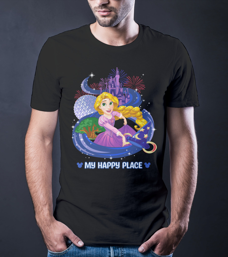 My Happy Place Rapunzel Disney Castle Fireworks T-Shirt