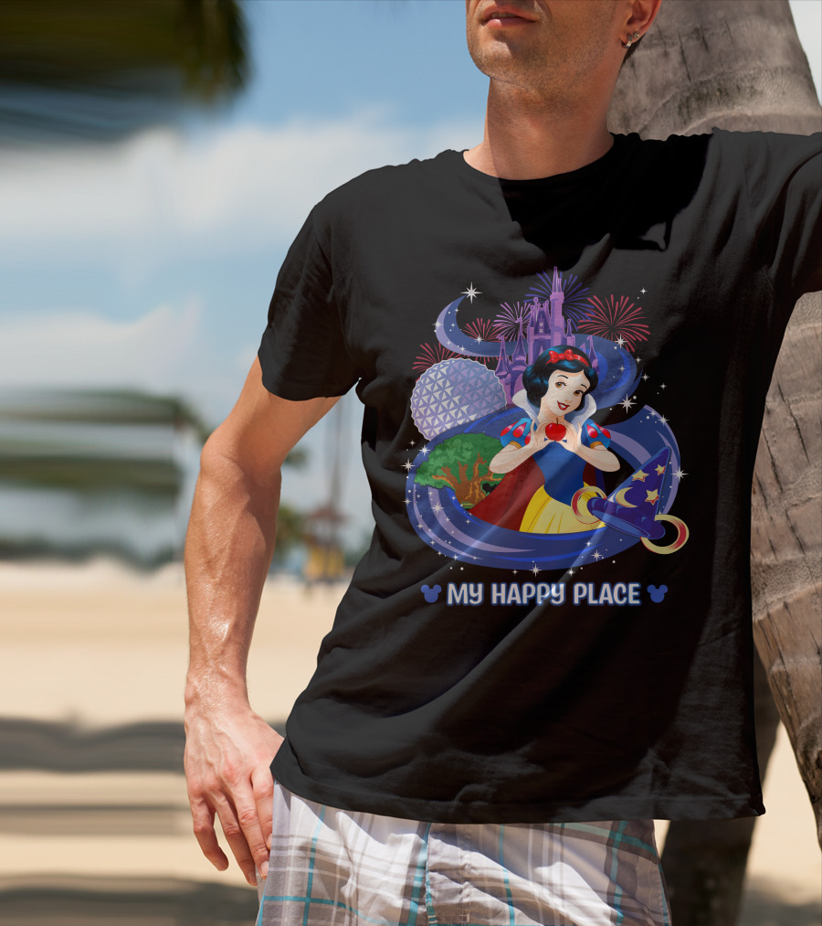 Snow White My Happy Place Disney Magic Kingdom Epcot Fireworks Sorcerer Hat T-Shirt