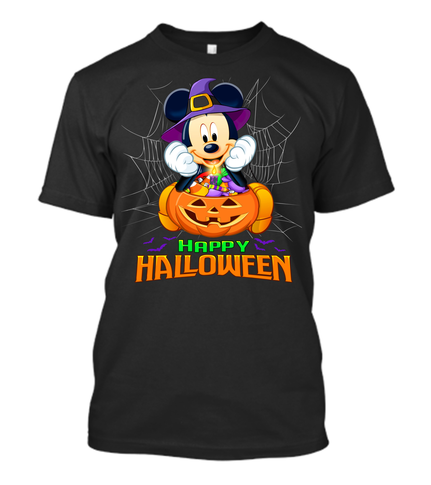 Happy Halloween Mickey Pumpkin And Spider Web T-Shirt