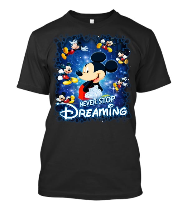 Never Stop Dreaming Mickey Mouse Disney Blue Stars T-Shirt