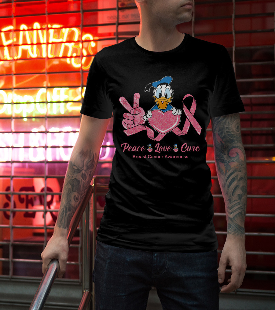 Peace Love Cure Donald Breast Cancer Awareness T-Shirt