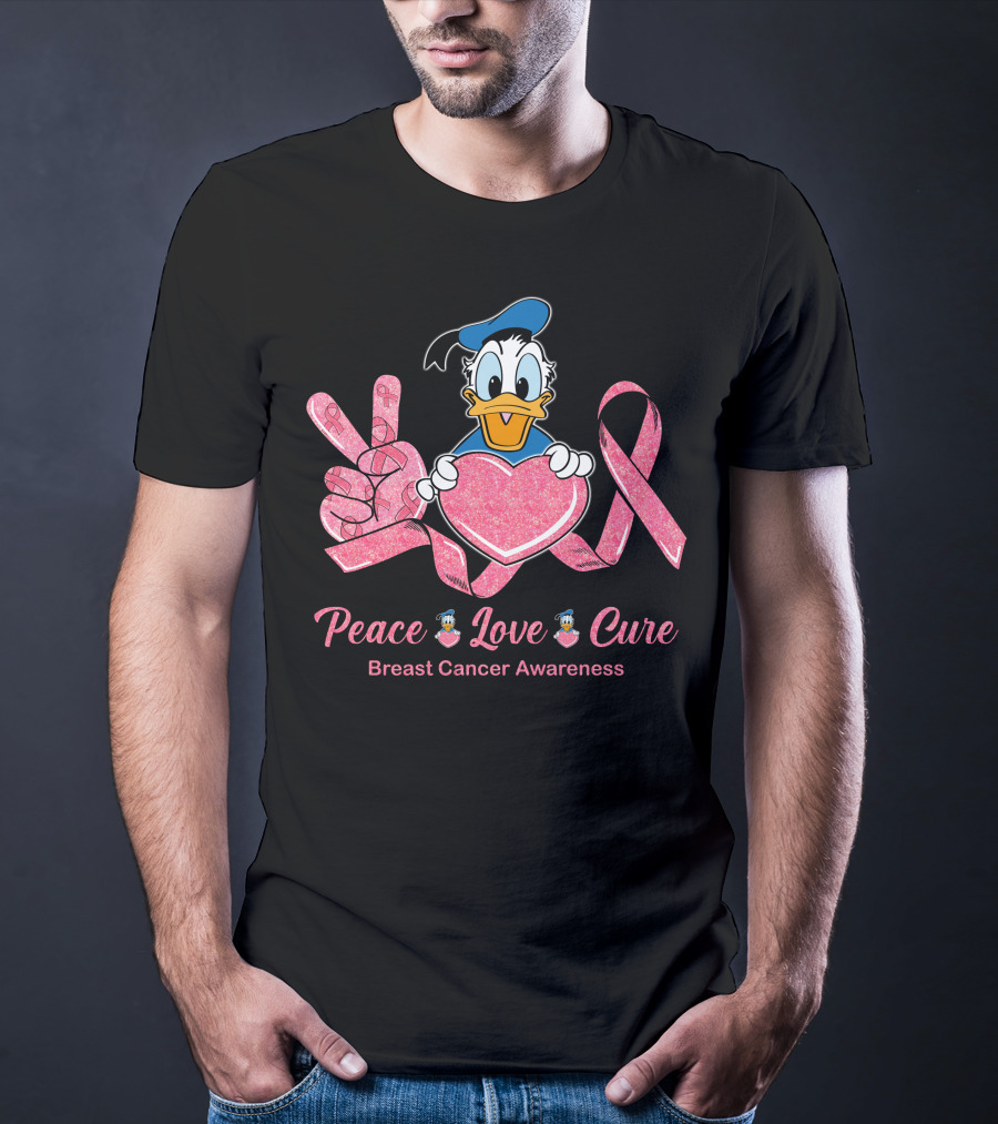 Peace Love Cure Donald Breast Cancer Awareness T-Shirt