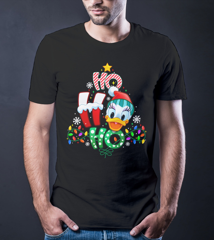 Ho Ho Ho Daisy Duck Christmas Lights And Snowflakes T-Shirt